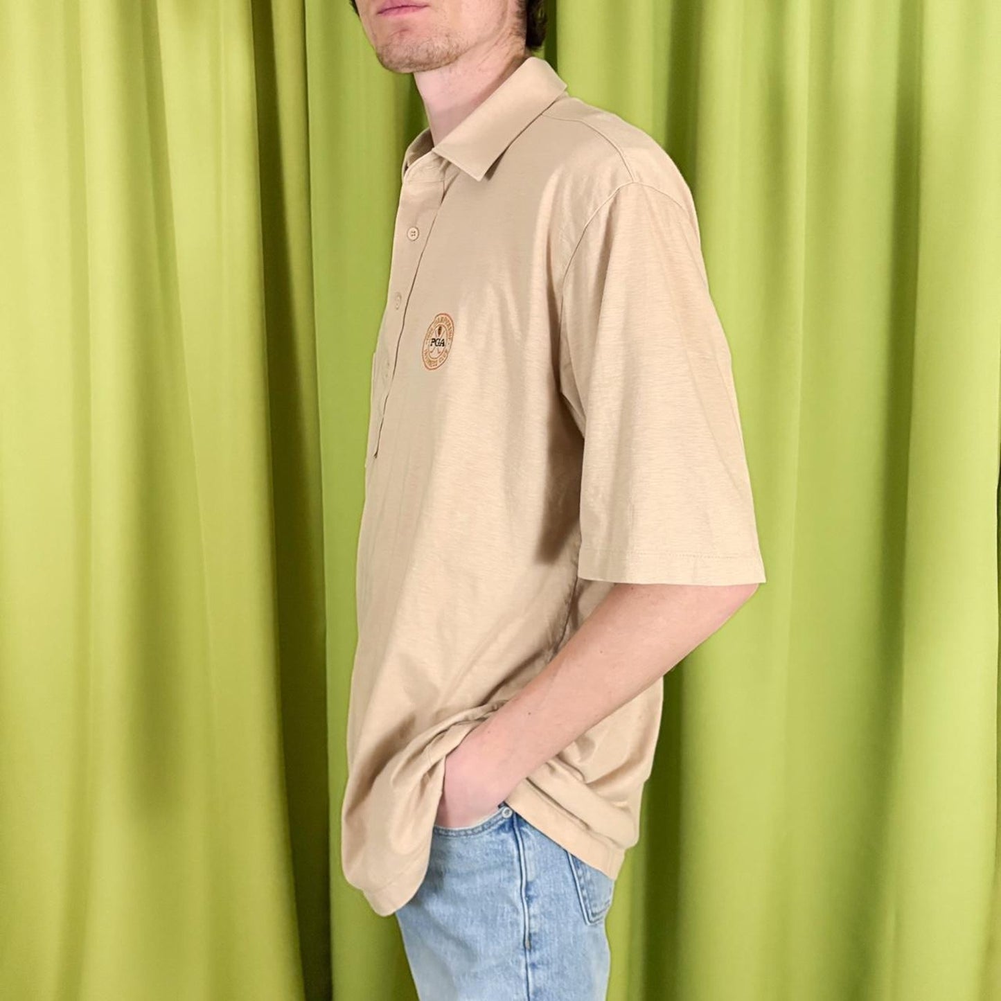 80s Vintage Beige 1986 PGA Championship Inverness Club Polo