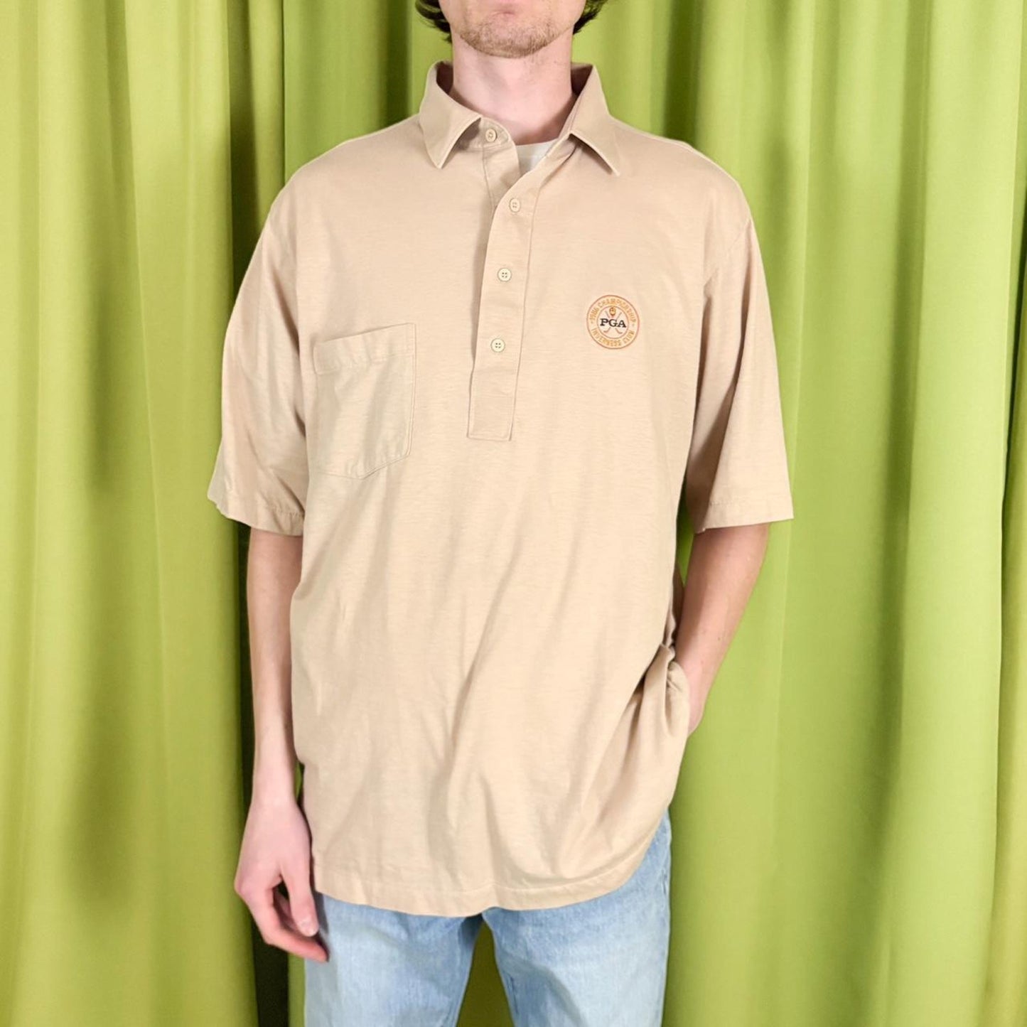 80s Vintage Beige 1986 PGA Championship Inverness Club Polo