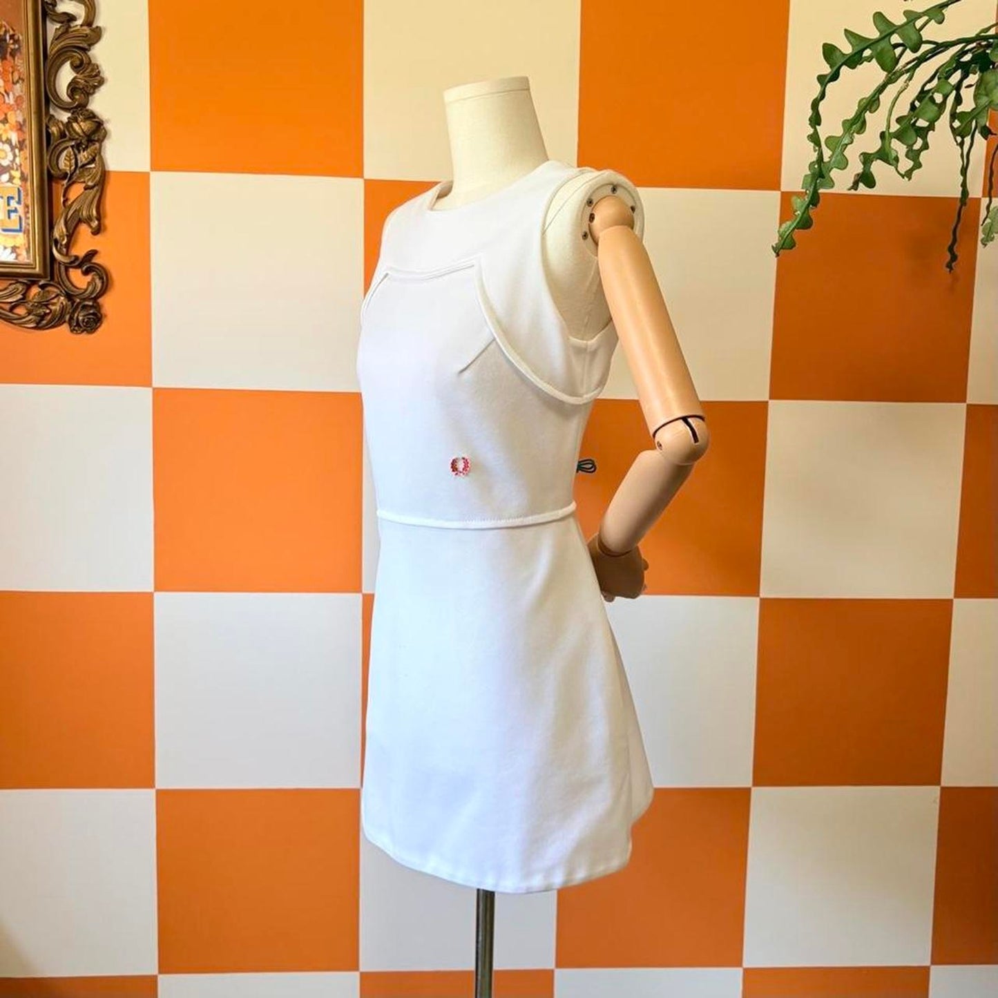 70s Vintage White Fred Perry Mini Tennis Dress