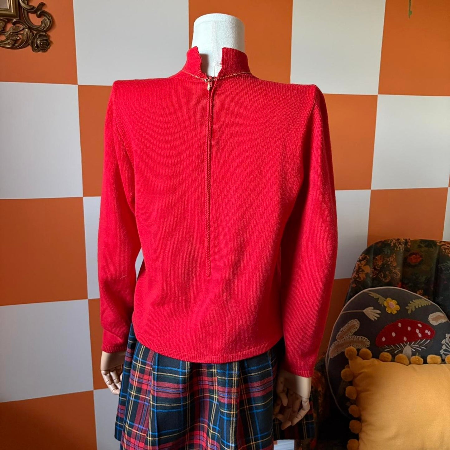 80s Red Knit St John Turtleneck Sweater