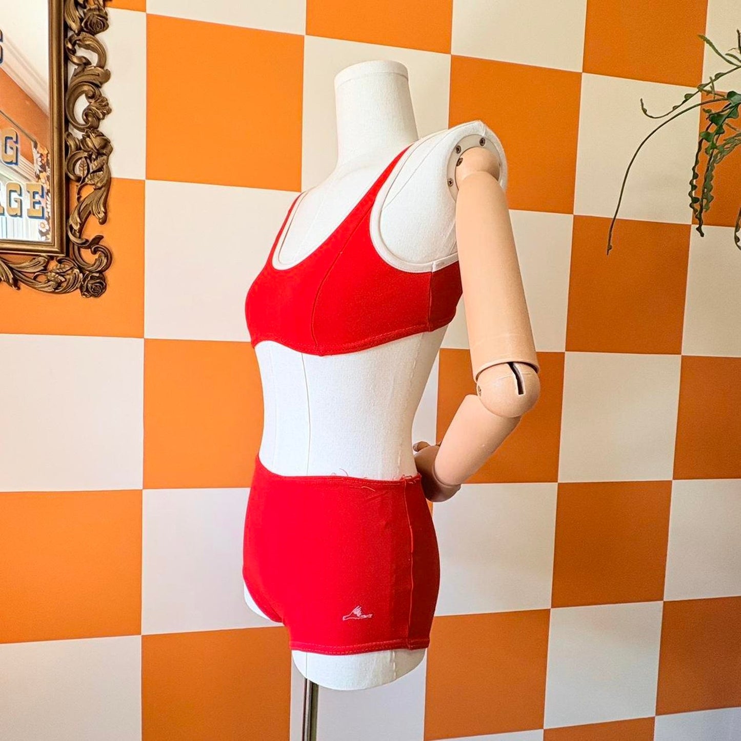 50s Vintage Red and White 2 Piece Athletic Style Bikini