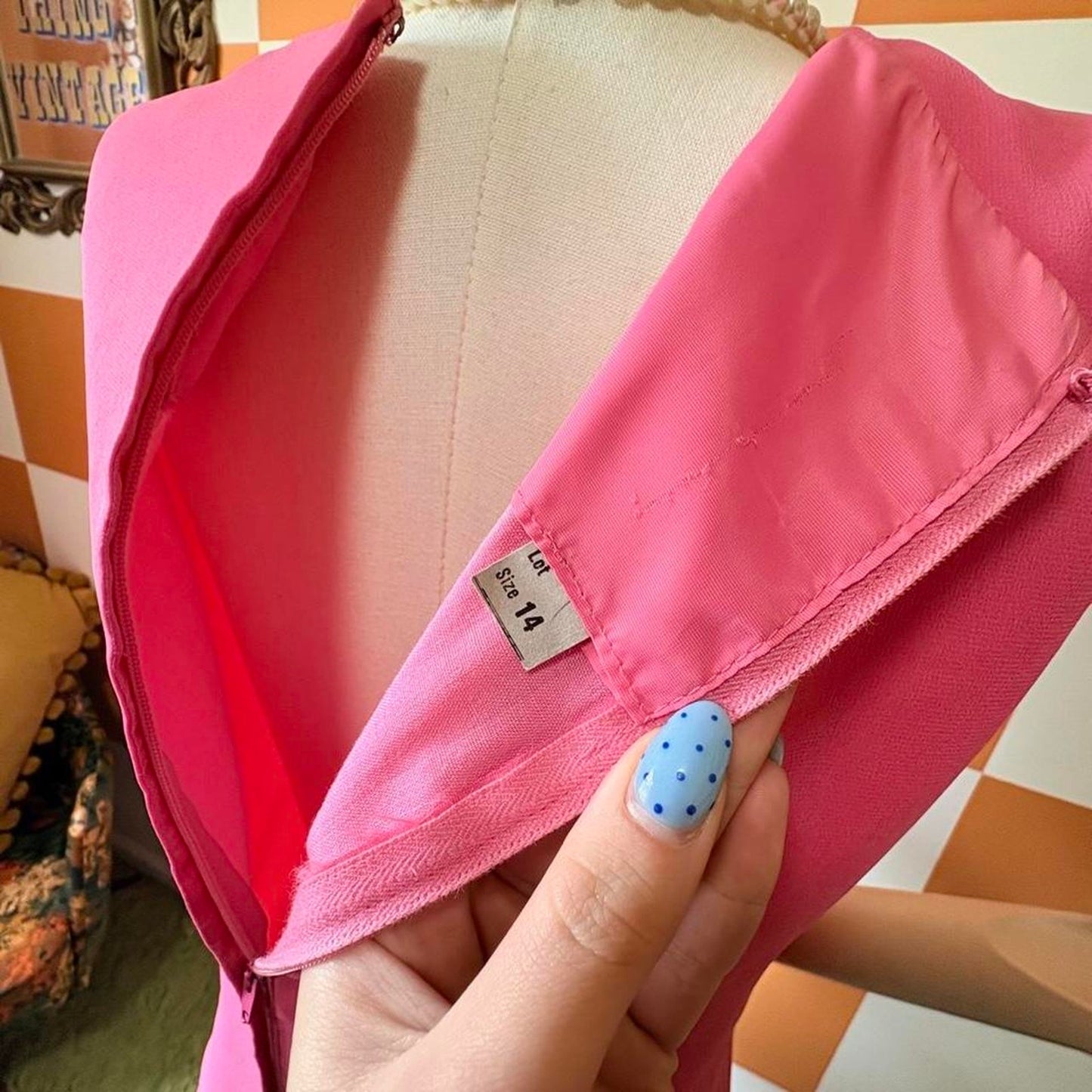 80s Vintage Hot Pink Chiffon Pleated Drop Waist Mini Dress