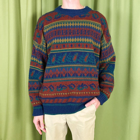 80s Vintage Multi-Colored Knit Jumper Sweater