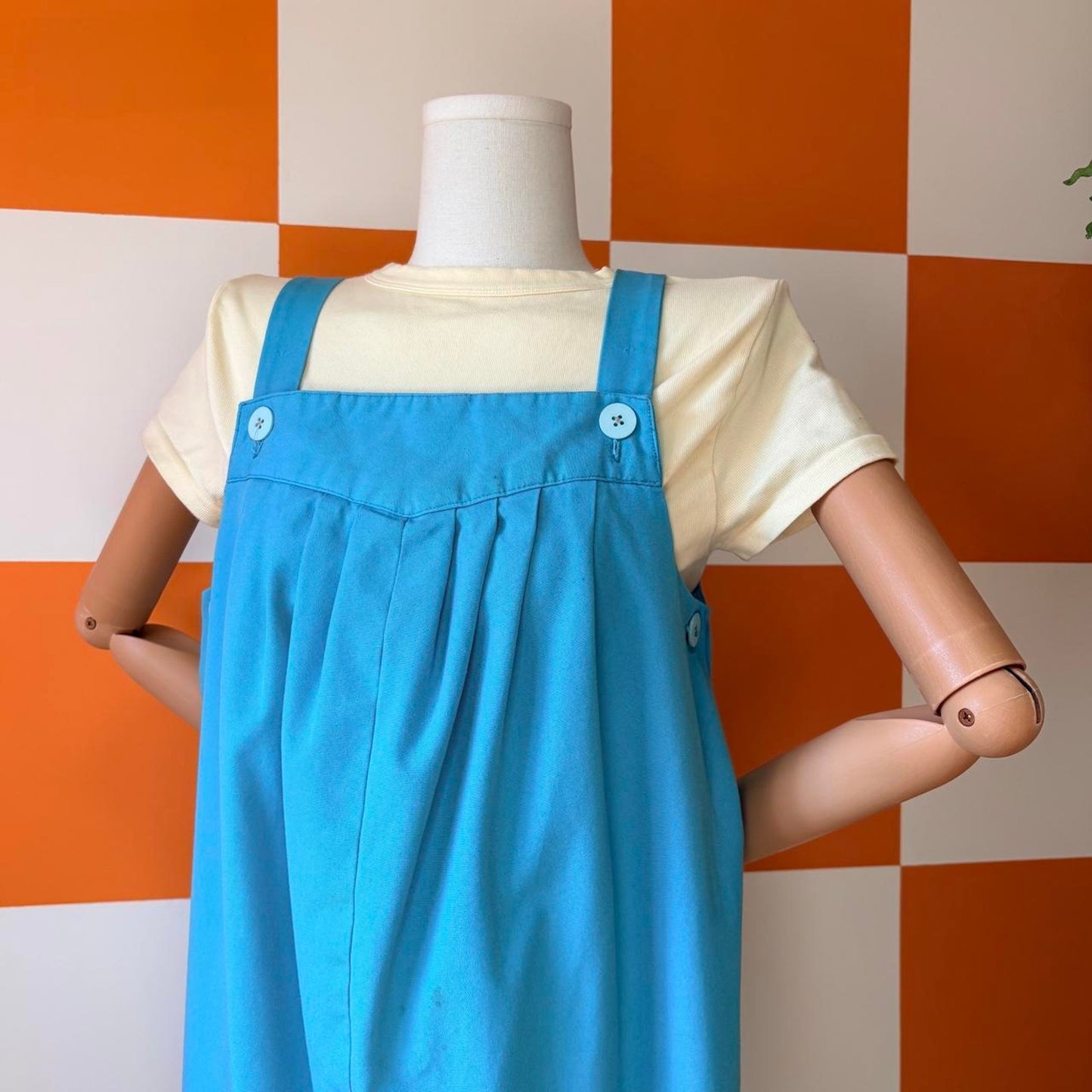 90s Vintage Teal Freeform Pleated Overalls