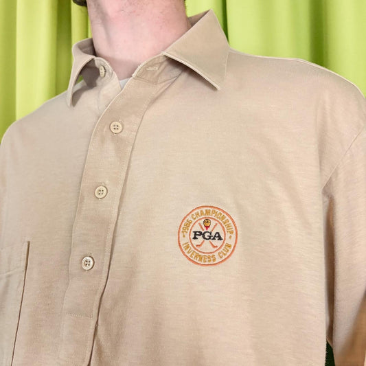 80s Vintage Beige 1986 PGA Championship Inverness Club Polo