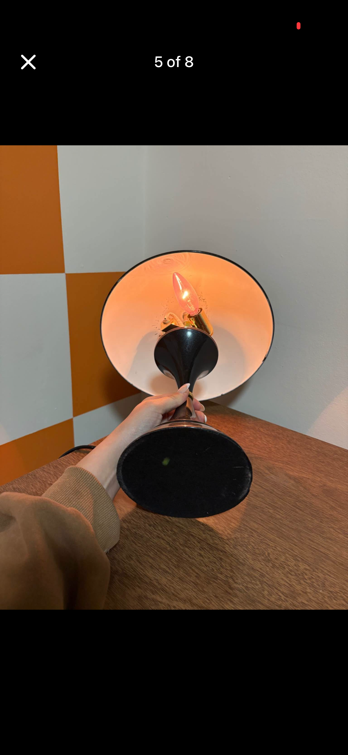 80s Vintage Black and Gold Post MCM Memphis Style Mushroom Touch Lamp