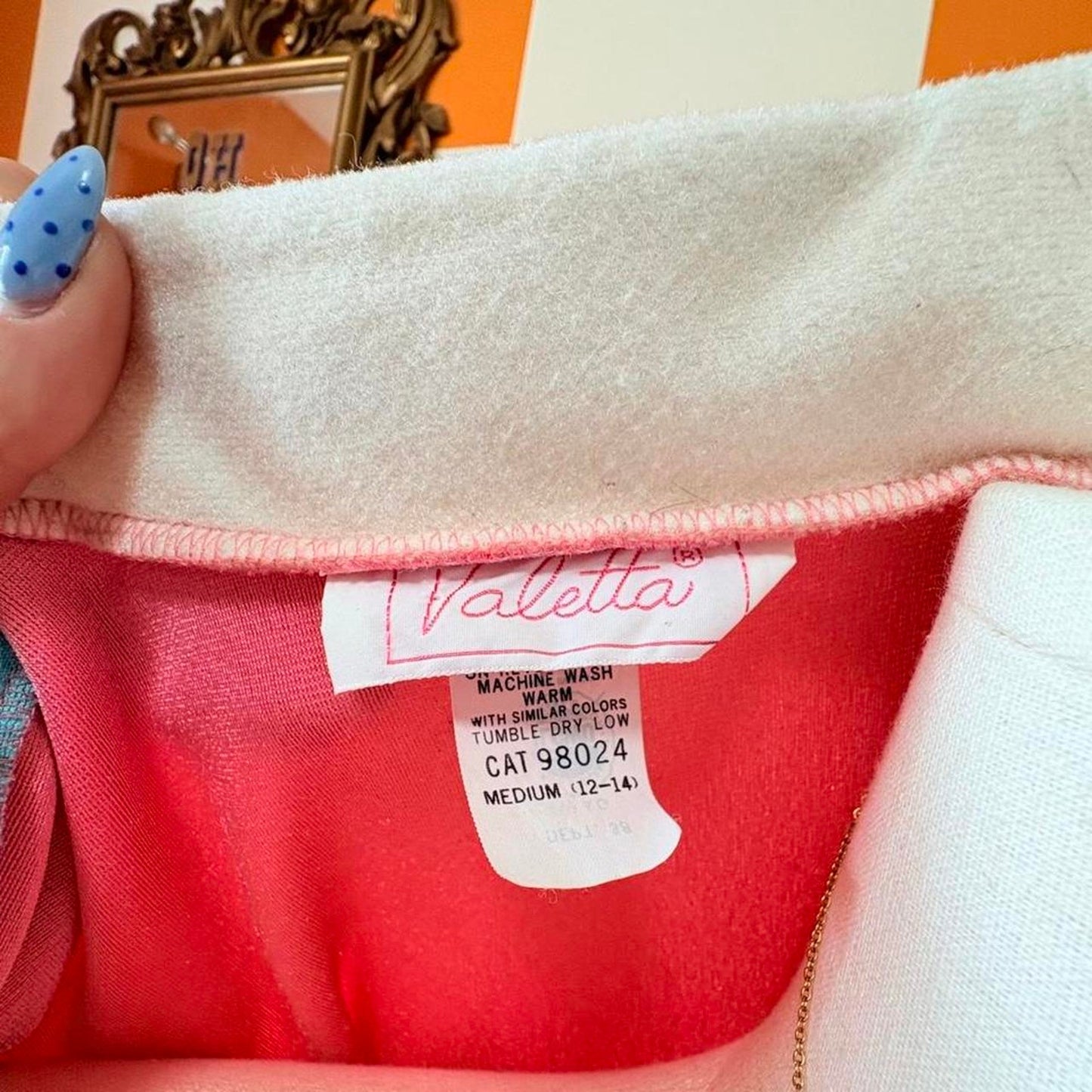80s Vintage Pink Blue and White Striped Fleece House Dress