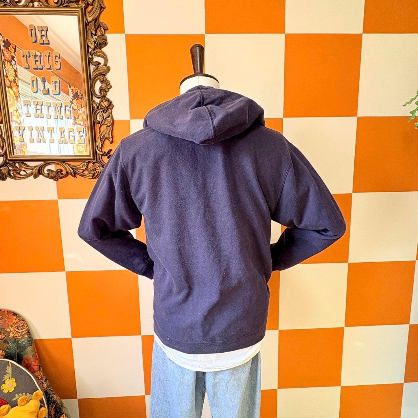 90s Y2K Navy Blue and Yellow Starter Zip Up Hoodie Sweatshirt