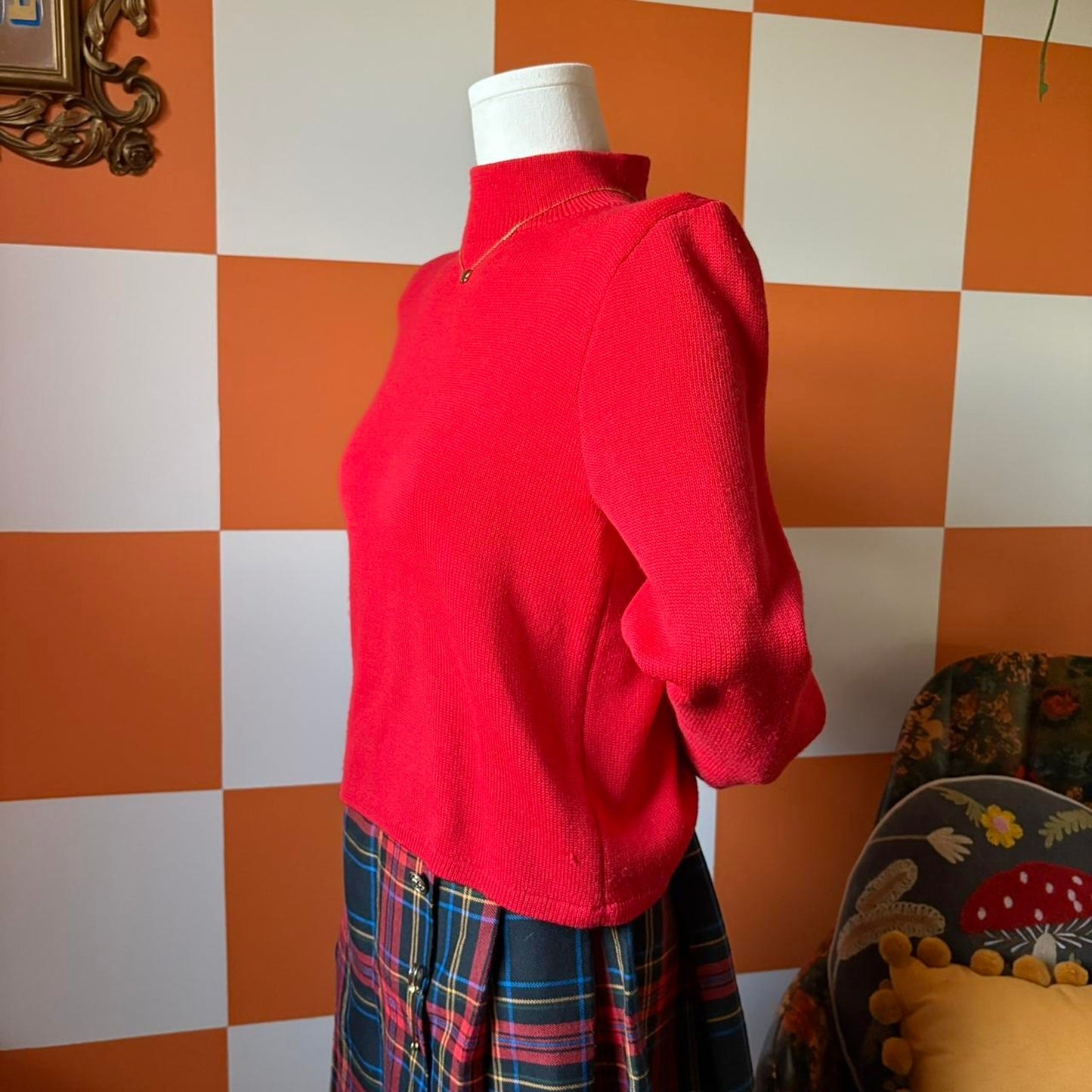 80s Red Knit St John Turtleneck Sweater