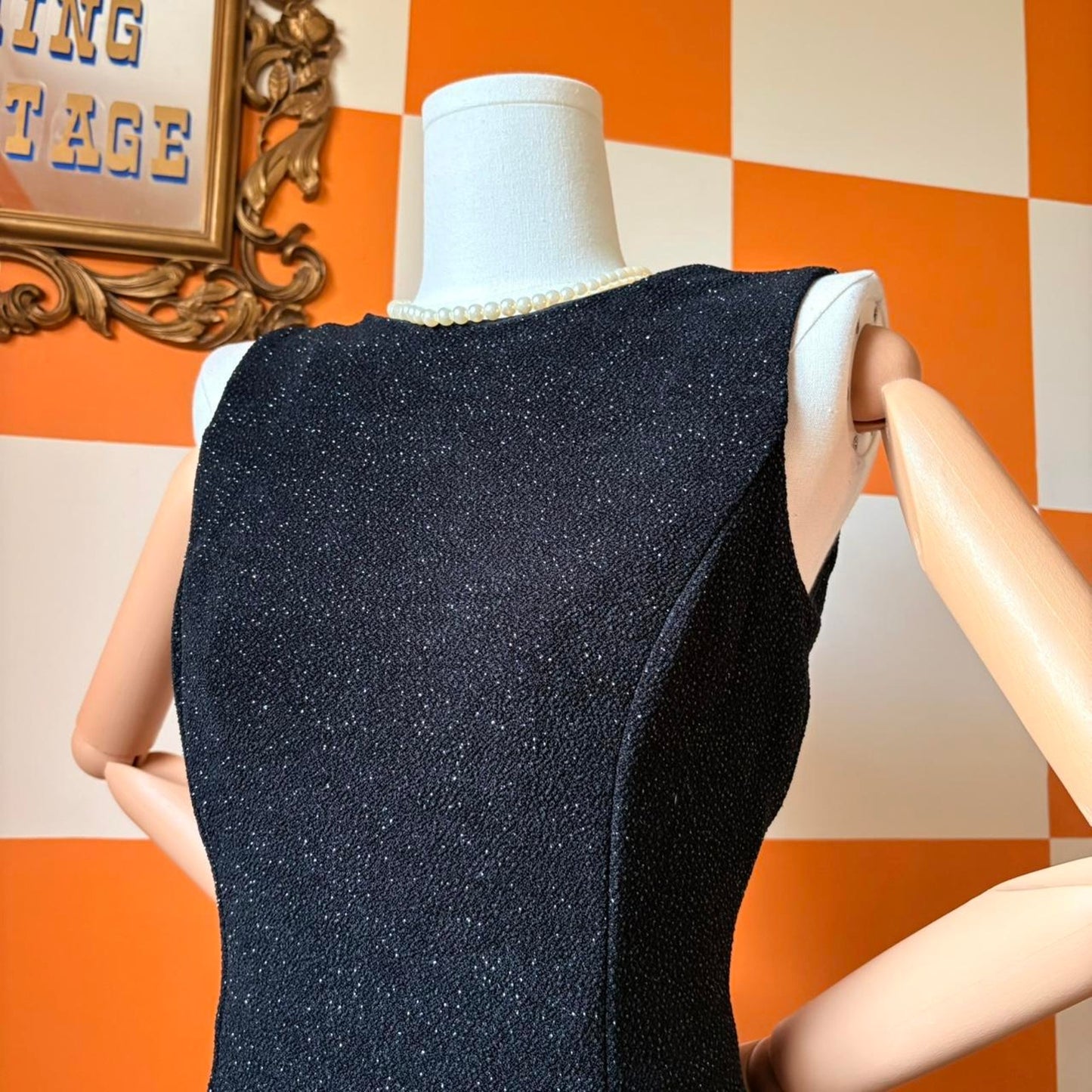 90s Vintage Black Glittery Black Slinky Stretchy Scott McClintock Formal Gown