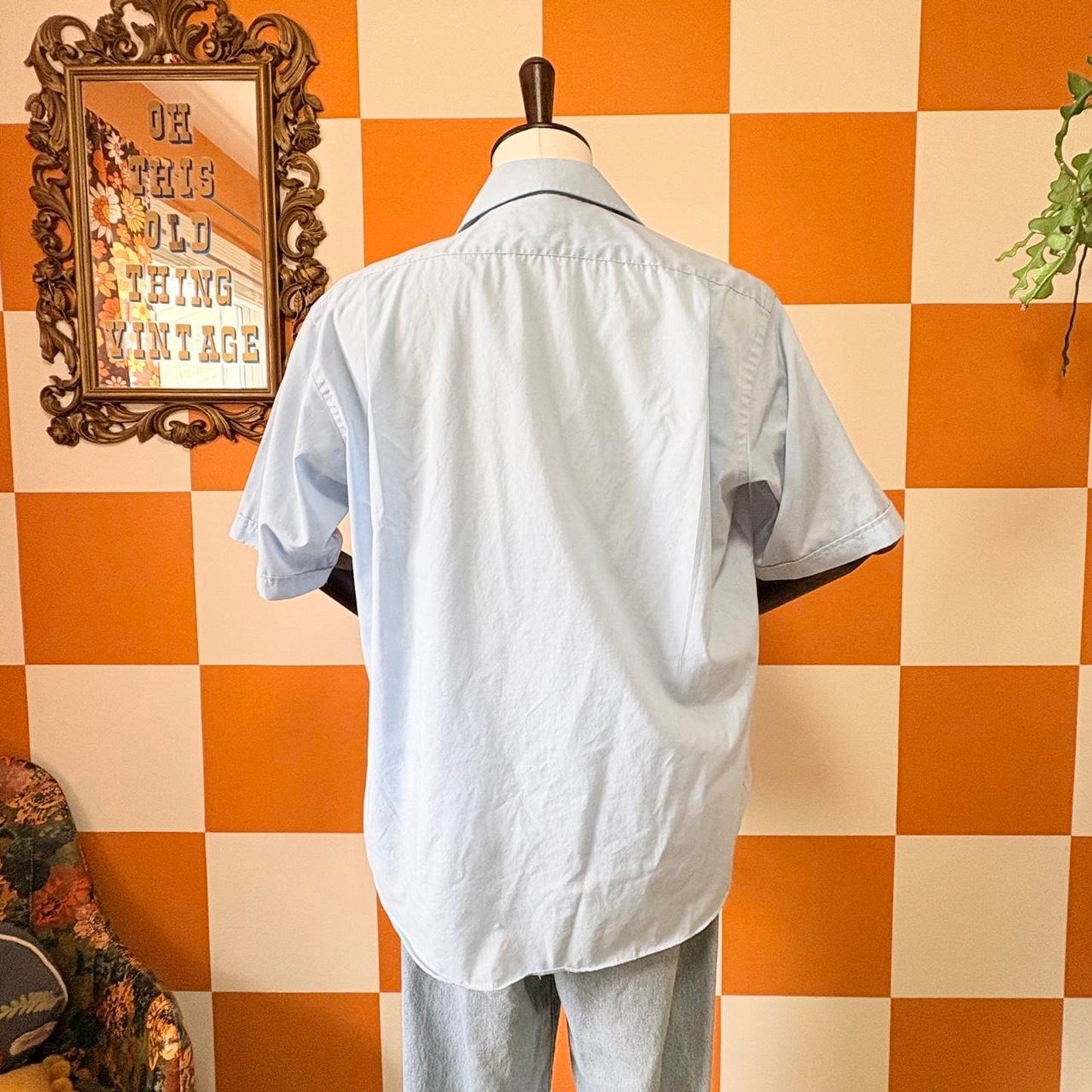 80s Vintage Pastel Blue Short Sleeve Button Up Givenchy Shirt