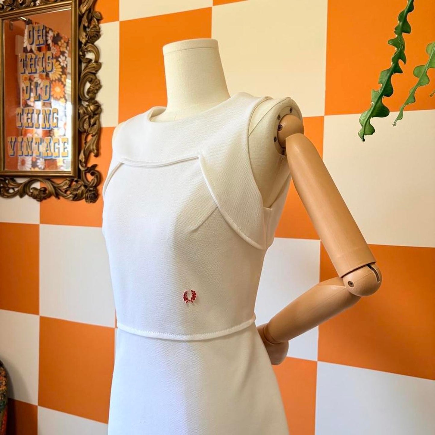70s Vintage White Fred Perry Mini Tennis Dress