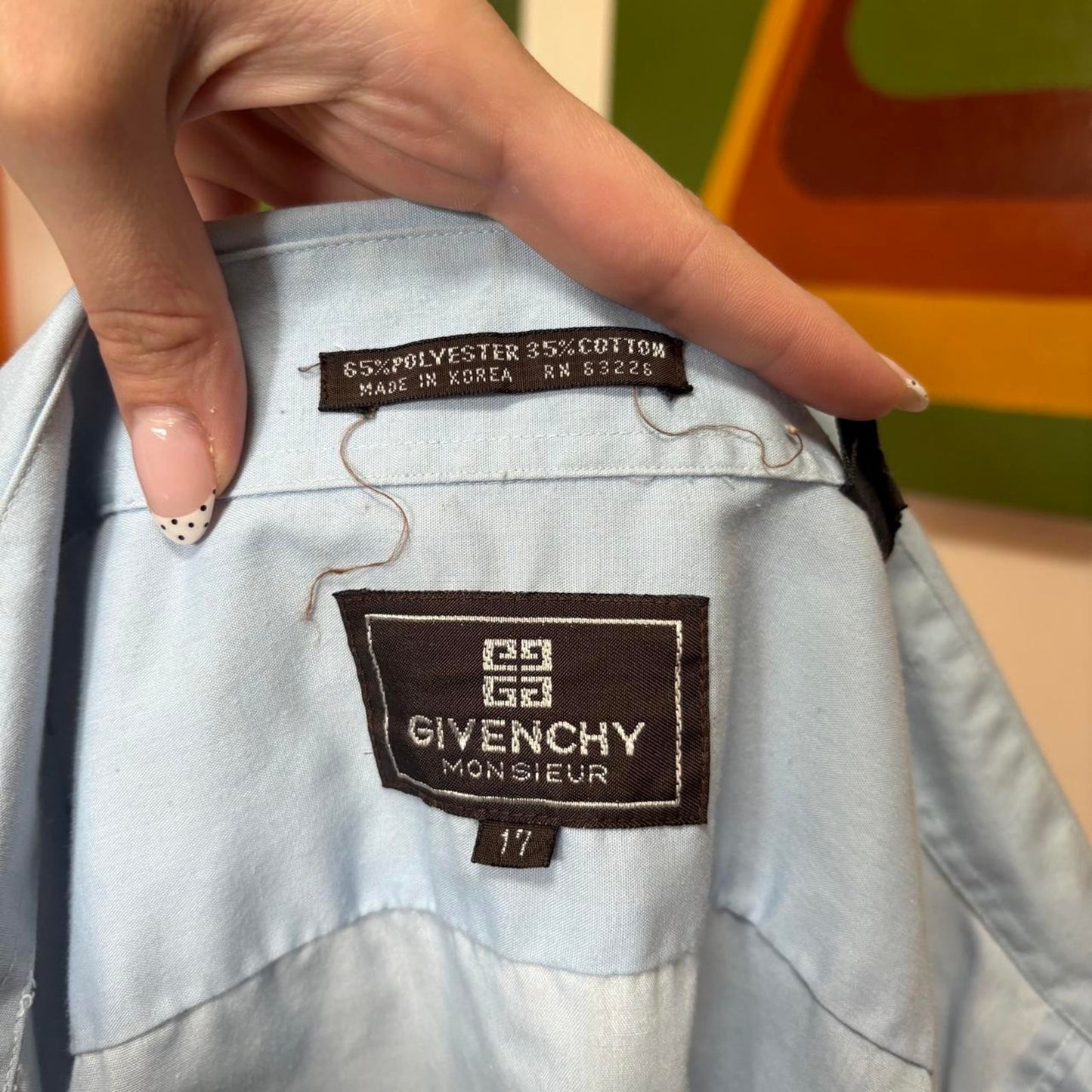 80s Vintage Pastel Blue Short Sleeve Button Up Givenchy Shirt