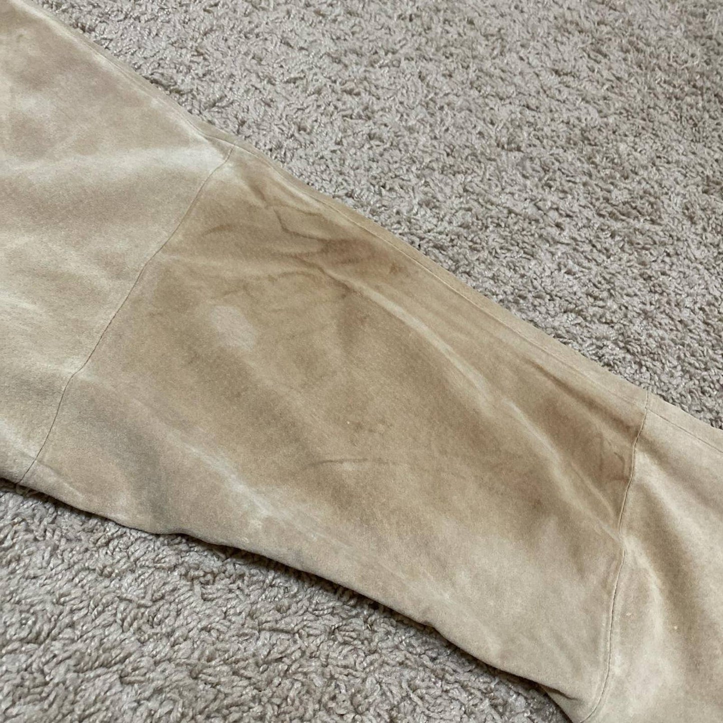 NWT Y2K Vintage Beige Tan 100% Genuine Leather Suede Bootcut Trousers