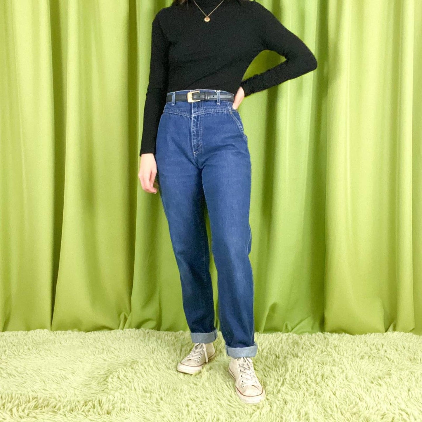 80s Vintage Classic Wash High Waisted Western Cut Tapered Mom Jeans