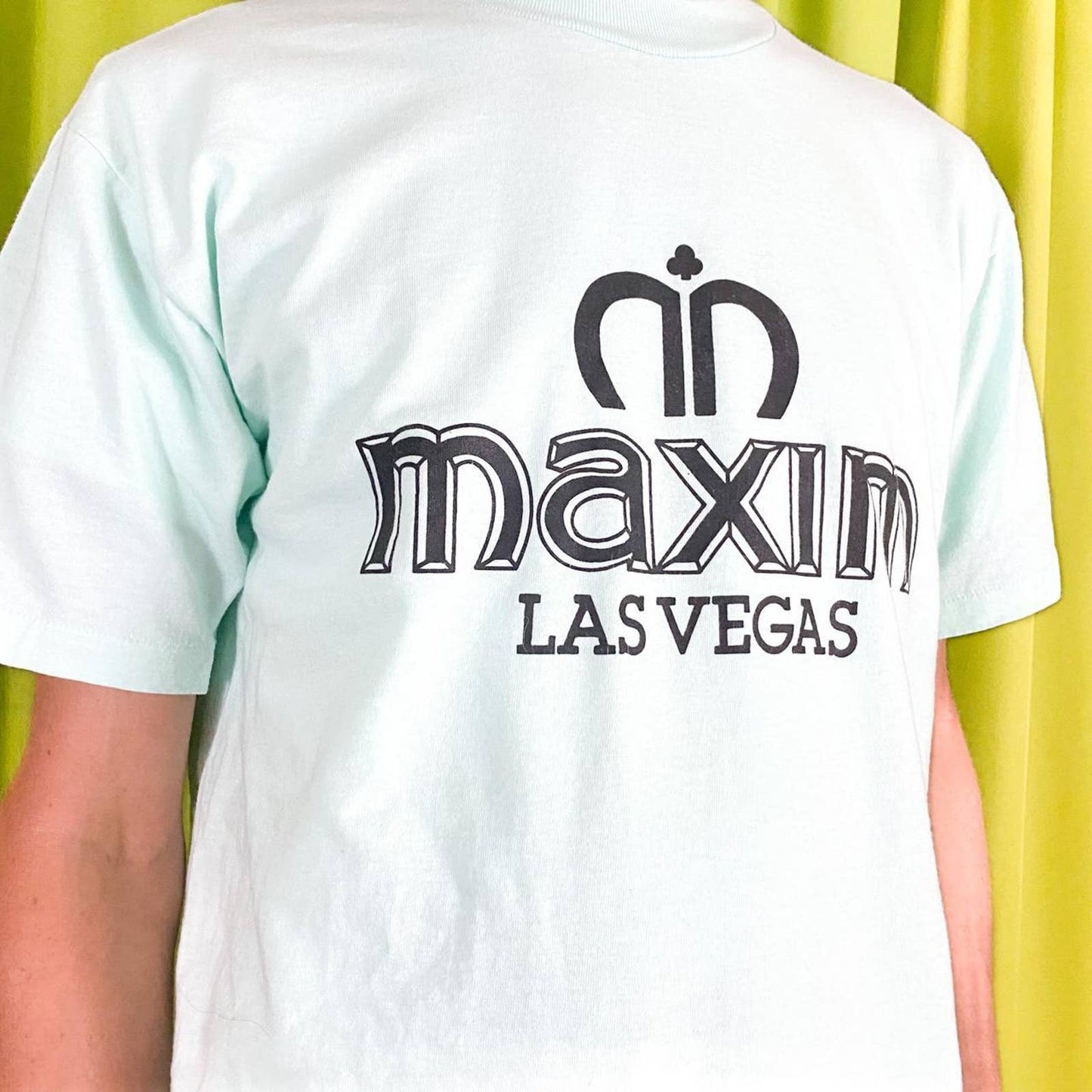 90s Vintage Pastel Aqua Maxim Las Vegas Single Stitch T Shirt