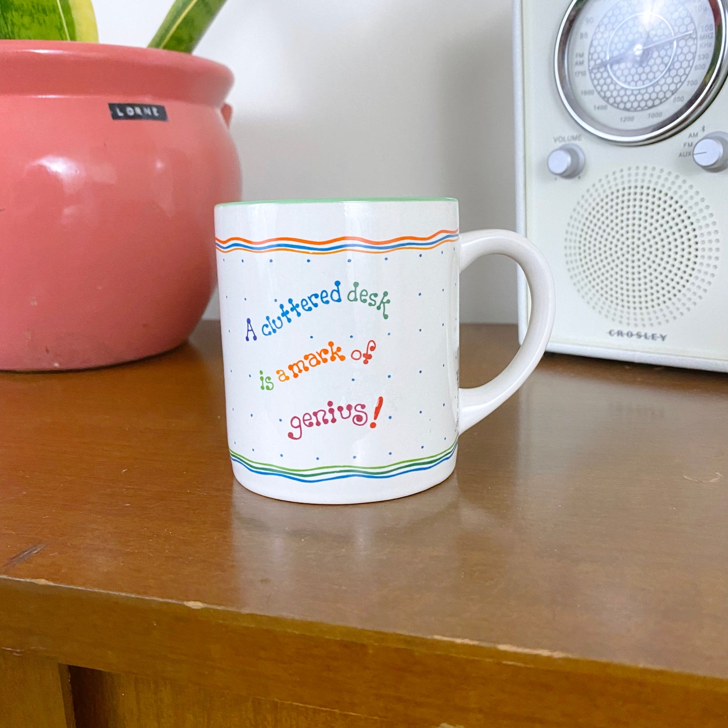 80s Vintage “A Cluttered Desk is the Sign of a Genius” Coffee Mug