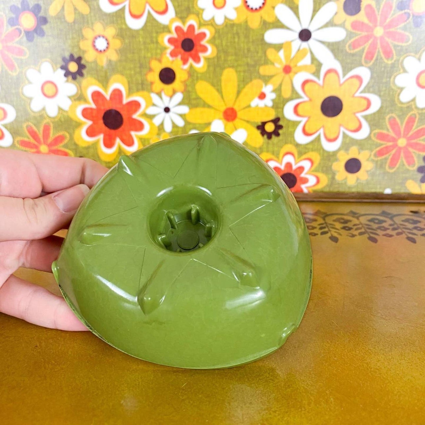 60s Vintage Avocado Green MCM Triangle Ashtray